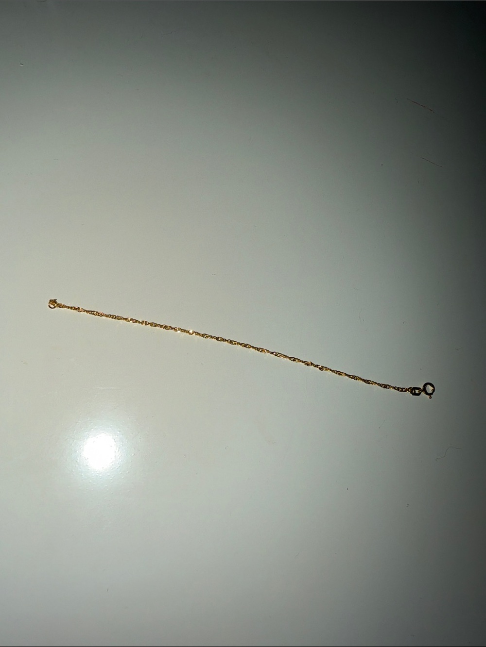 Delicate 10k Gold Rope Chain Bracelet - 6inch